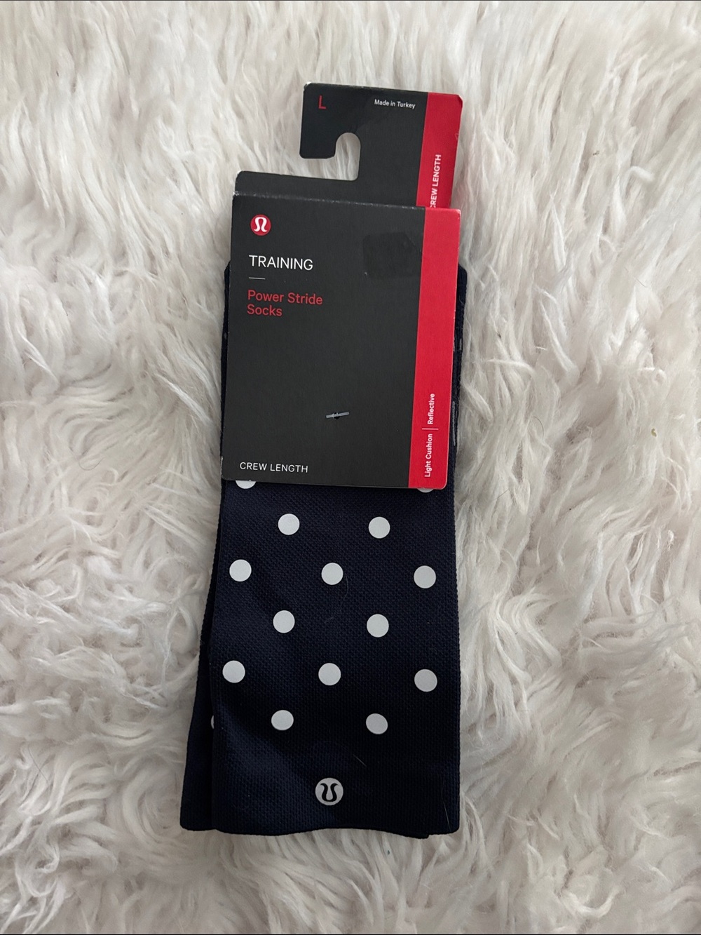 Lululemon Men’s Power Stride Crew Sock * Reflective, True Navy, Size L